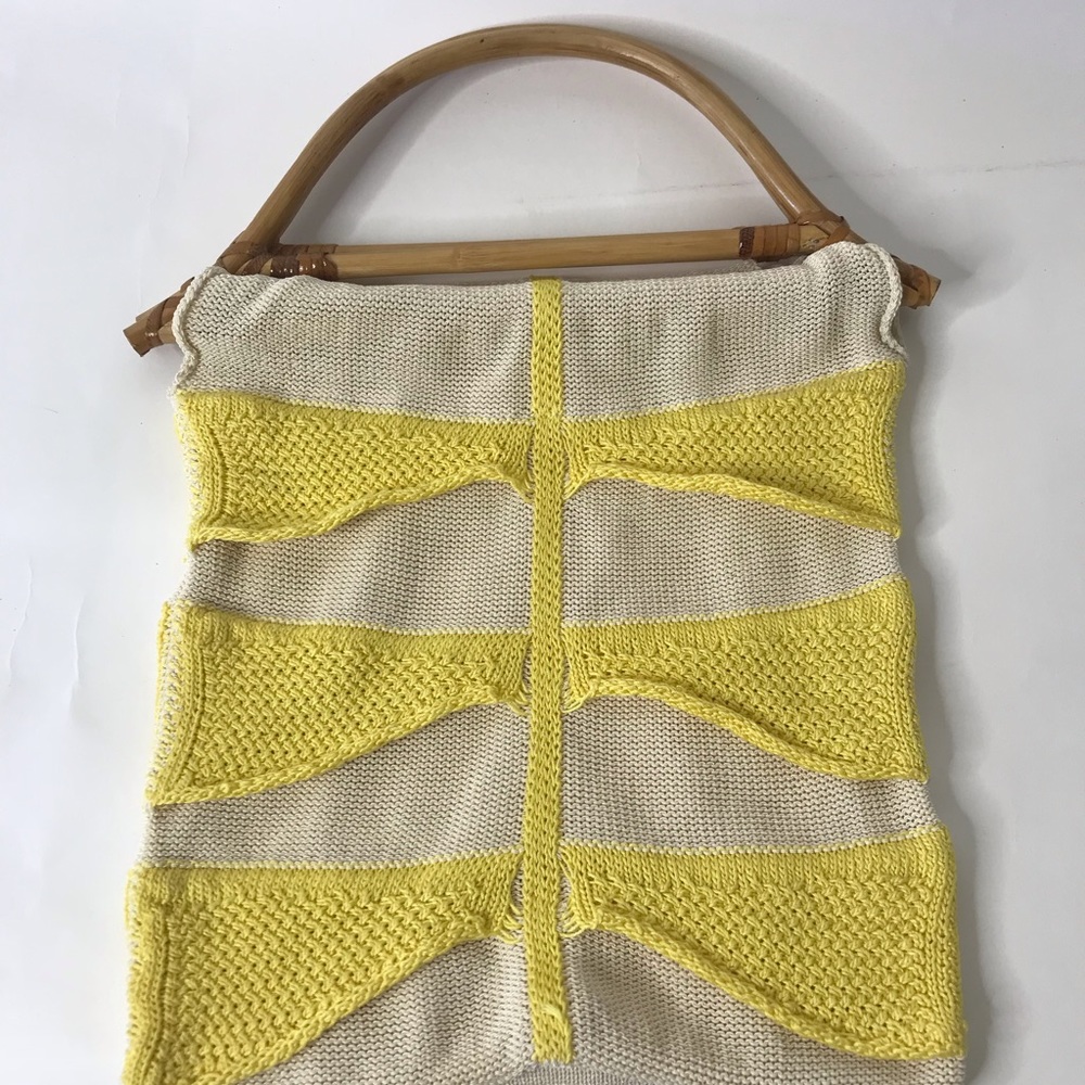 STOLL Crochet Knit Purse with Wooden Handles